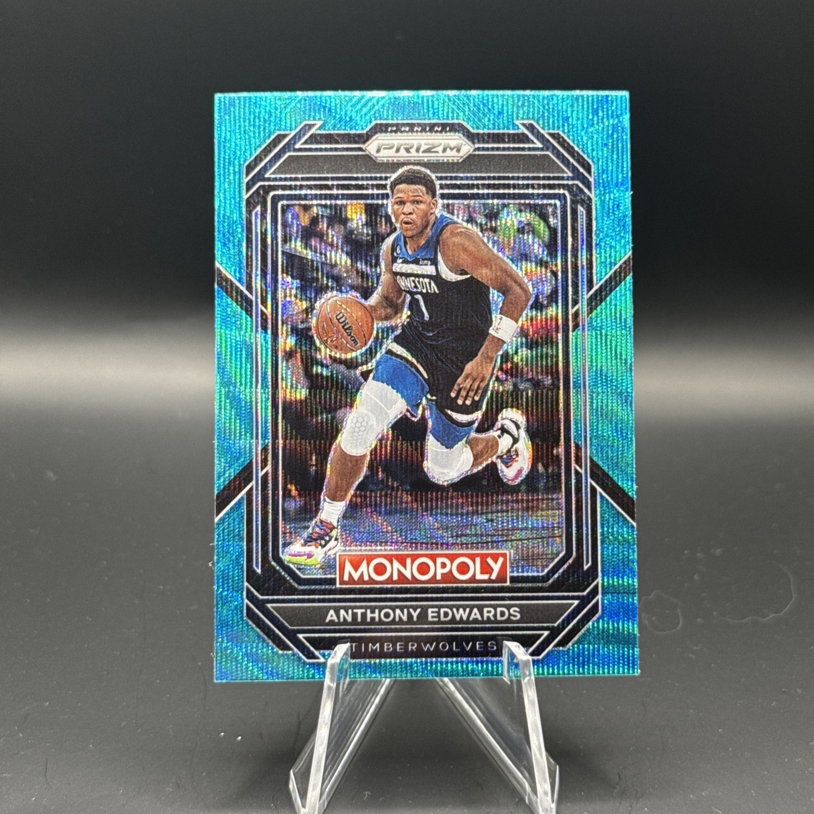 2022-23 Panini Prizm Monopoly - Anthony Edwards #53 Teal Wave Prizm