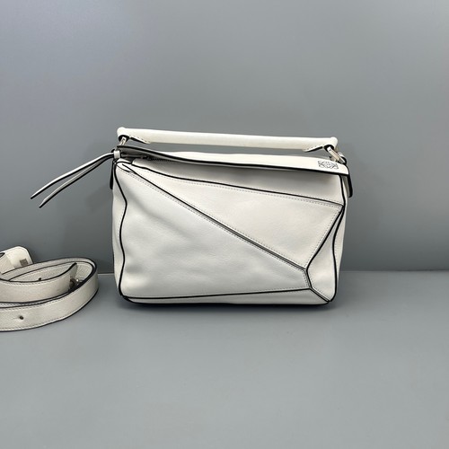 LOEWE Puzzle Small White Calfskin Leather Handheld Crossbody Bag Duty Paid