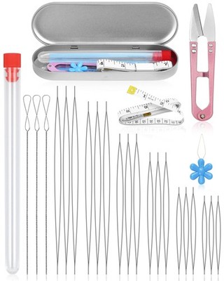 FIVEIZERO 21 Pieces Beading Needles Set, 6 Sizes Seed Beads Sliver-21PCS 