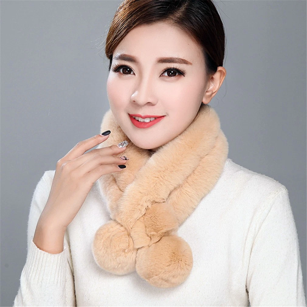 Women's Real Rabbit Fur Scarf Thicken Winter Warm Neck Wrap Collar Size 69x10cm