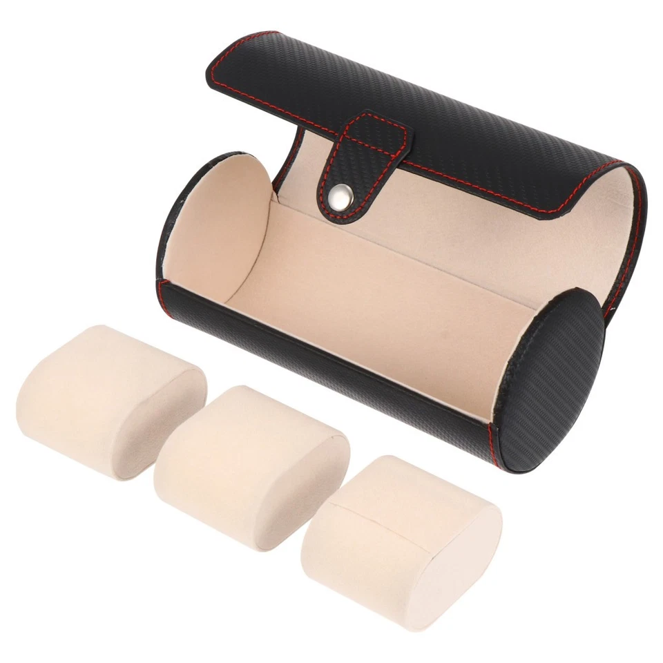 Set of 3 Watch Display Holder Rotating Box Travel Case Round Storage - Image 2 of 4