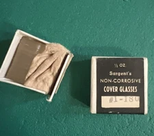 Sargent’s Box of Antique Microscope 1/2 Oz  Cover Glasses, Non-Corrosive