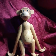 Vintage 1950’s teak Zoo-Line Articulated Jointed Wooden Monkey—Bojesen Style