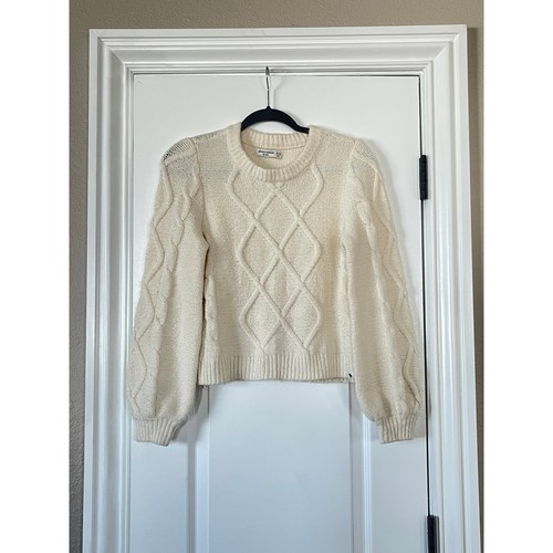 Abercrombie Kids Cream Cable Knit Crewneck Sweater Size 13/14 - Picture 2 of 8