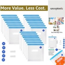 Sous Vide Bags - 24 BPA-Free Vacuum Seal Bags with Clips  Air Valves