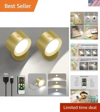 2 Pcs Cordless LED Wall Sconce: Adjustable Brightness & Color Temp for Any Room