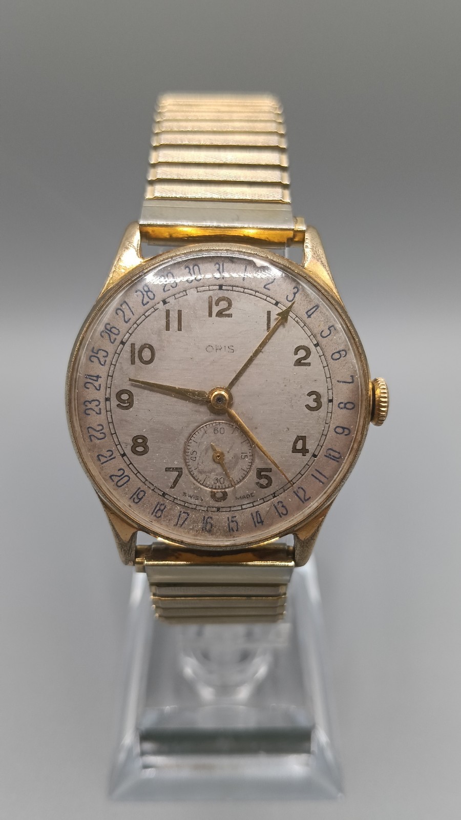 Vintage 1940s Oris Pointer Date Small Seconds Gol… - image 2