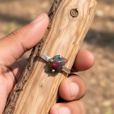 Ethiopian Opal Gemstone 925 Sterling Silver Ring Handmade Jewelry Ring For Gift