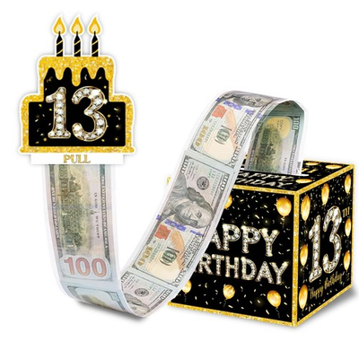 #ad #ad 13th Birthday Money Gift Boxes Cash Thirteen Years Old Pull Box Boys Girls $18.82
