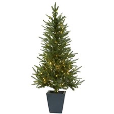Nearly Natural 4.5-ft Christmas Tree with Clear Lights  Decorative Planter