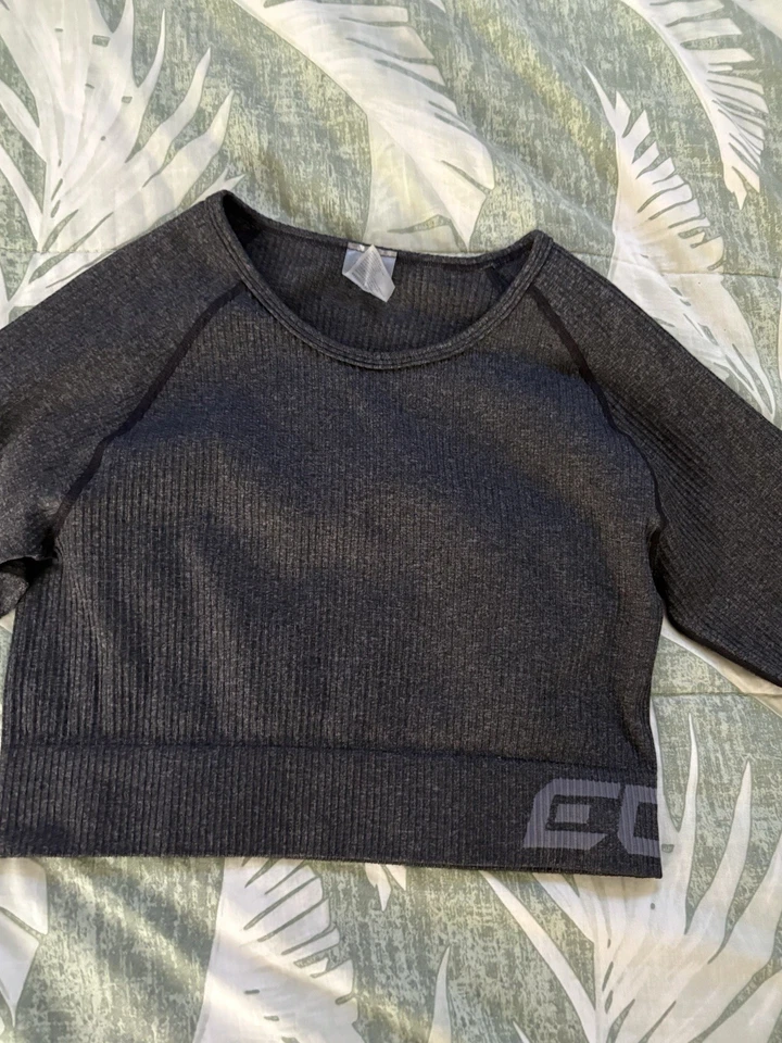 ECHT ARISE Long Sleeve Crop Top And Leggings Set - Charcoal Size L - image 3 of 4