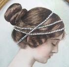 Antique Original Watercolor Art Deco Lady Holding Lily Oval Framed Portrait — photo 3