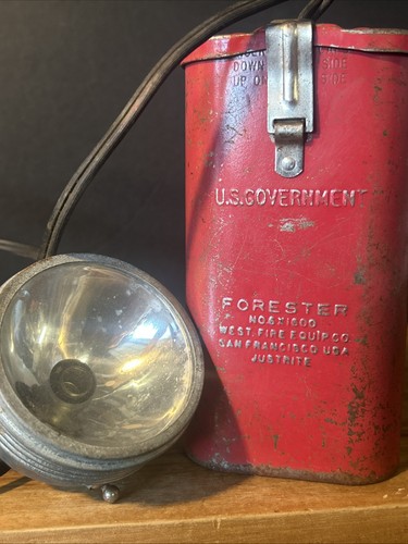 Red Vintage Forester Firefighting Headlamp Western Fire Equipment 