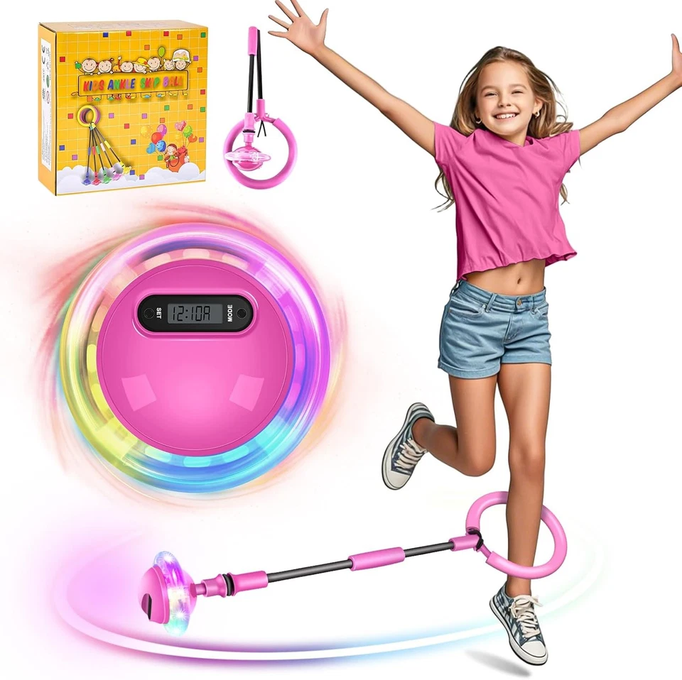 MARKENLOS Blinkender Springring Fußkreisel mit Zähler,Timer,Kalorienzähler,Swing 4 Modi