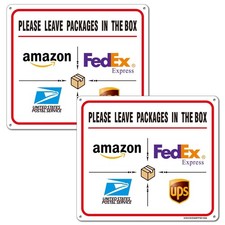 2 Pack Please Leave Packages In The Box Signs, Delivery Instructions Sign