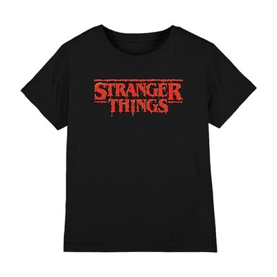 Stranger Things Red Drip Logo Kinder T-Shirt 7-13 Jahre, schwarz