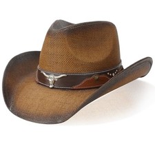Cowboy Hat,Cowgirl Hat,Western Cowboy Hats for Women/Mens/Straw One Size Brown