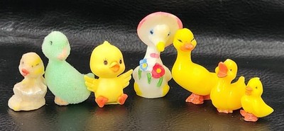 Ducks Geese Goose Chicks Dollhouse Plastic Flocked Mini Vintage Craft Bundle
