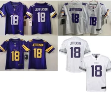 Youth's Justin #18 Jefferson All Stitched Jersey Purple/White/Purple Rush
