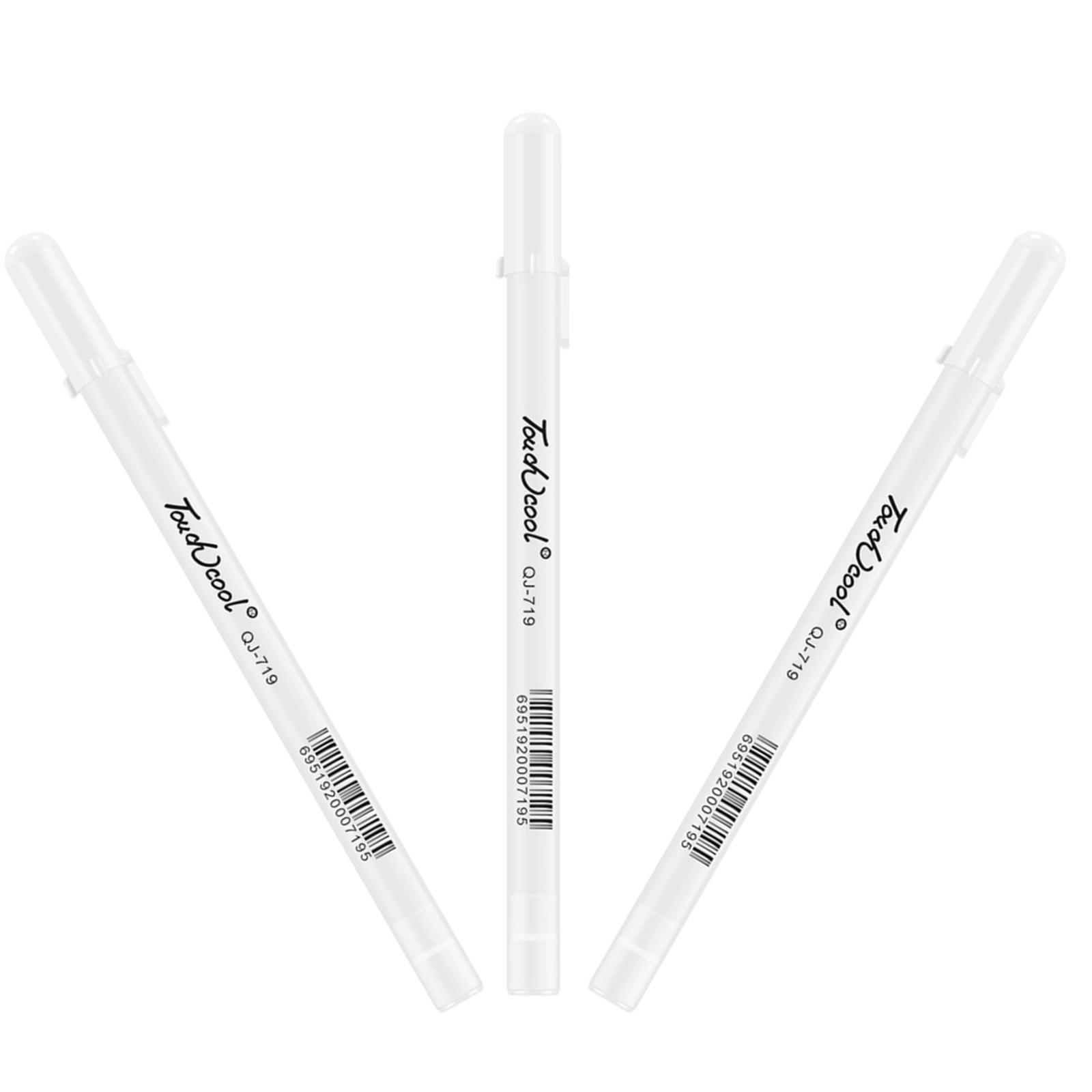 3Pack 0.8mm Fine F Tip White Gel Ink Marker Pen Drawing Art Sketching Painting