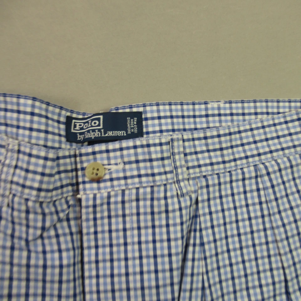 Polo Ralph Lauren Shorts Mens 34 Blue Chino Pockets Outdoors Hiking Tyler Checks - Image 2 of 4