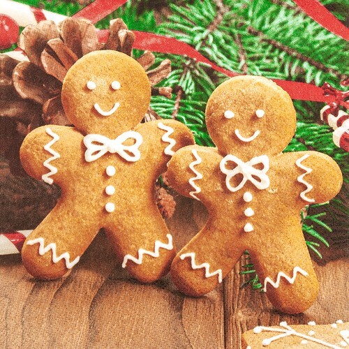 20 Servietten Ginger Bread Men Lebkuchenmann PläTzchen Weihnachten Braun 33X33Cm-image