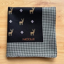 HANDKERCHIEF ART VINTAGE DEAR HOUNDSTOOTH MEN'S POCKET SQUARE COTTON 19" A-0704