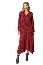 Floral Print Pleat Detail Midi Dress - Ladies Roman Originals Women