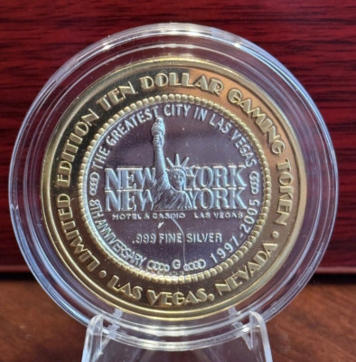 Limited Edition Ten Dollar Game Token NEW YORK of Las Vegas .999