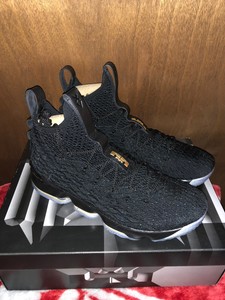 lebron 15 black and gold mens