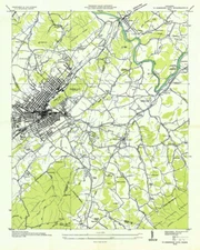 1935 Topo Map of Johnson City Tennessee