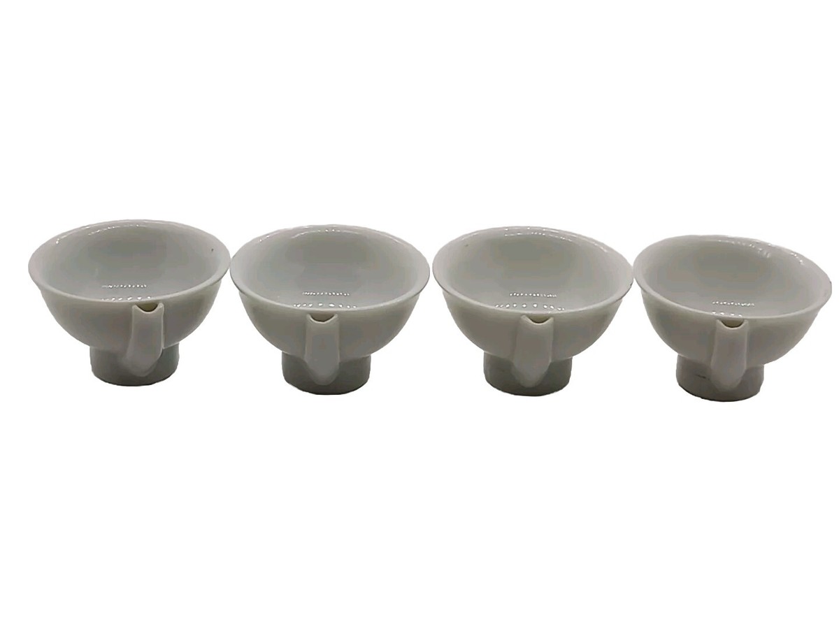 Vintage 4-pc Set White Porcelain Japanese Sake Cups, Spout
