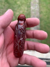 红色树脂主要古董中国鼻烟壶| eBay