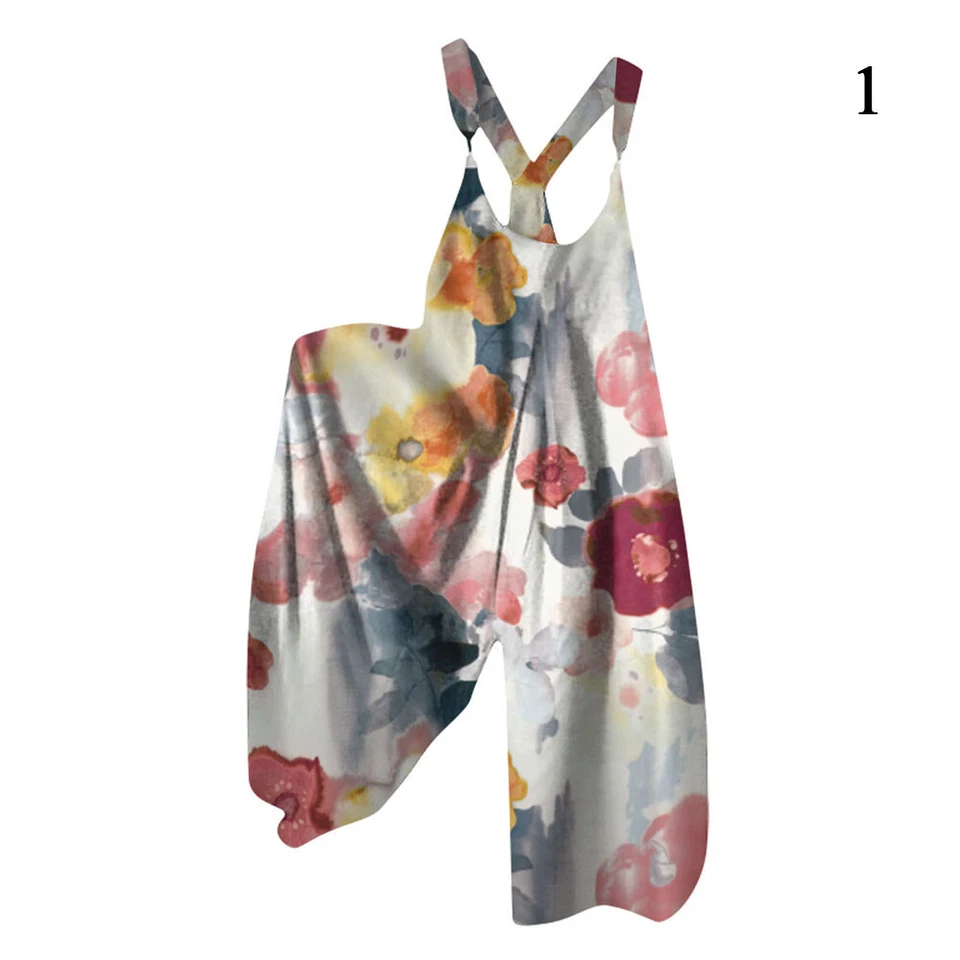 Damen-Overalls Mit Weitem Bein Lockere Ärmellose Overalls Retro-Strampler- , - Bild 3 von 4