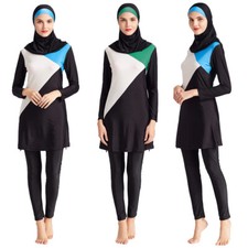 3pcs Women Muslim Swimwear Full Cover Hijab Modest Arab Beachwear Swimming Suit