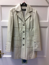 Woman’s Only Leather Coat Spirit Cream Knee Length Size Medium