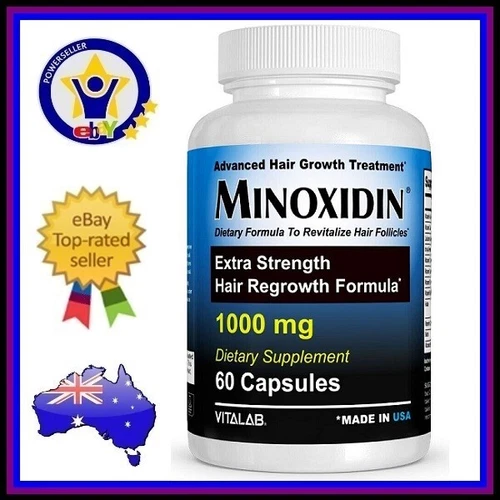 MINOXIDIN 1000mg Extra Strength Hair Regrowth Formula Biotin Growth Vitamins 60C