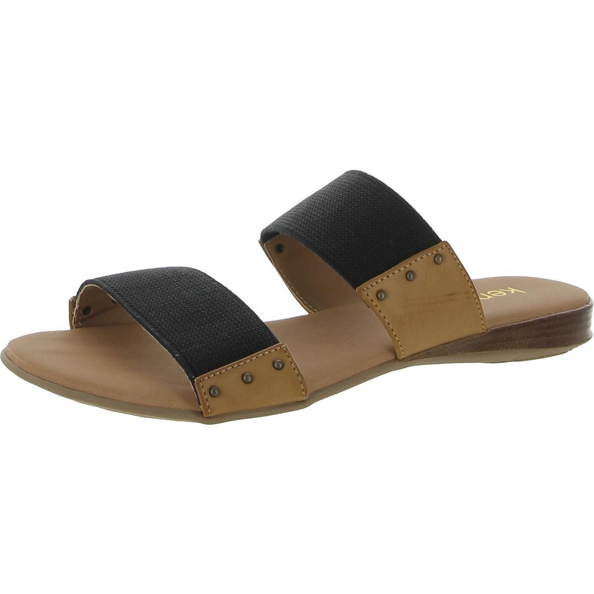 Женские босоножки Kensie Braelyn черного цвета из искусственной кожи на танкетке без каблука 75 BHFO 5337 4590₽