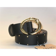 LIU JO DOCK FAUX LEATHER BELT SIZE M BLACK WITH EMBROIDERY