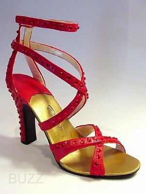 Tango Passion Ruby Red Sensual Covered Rhinestones Exclusive Just the Right Shoe
