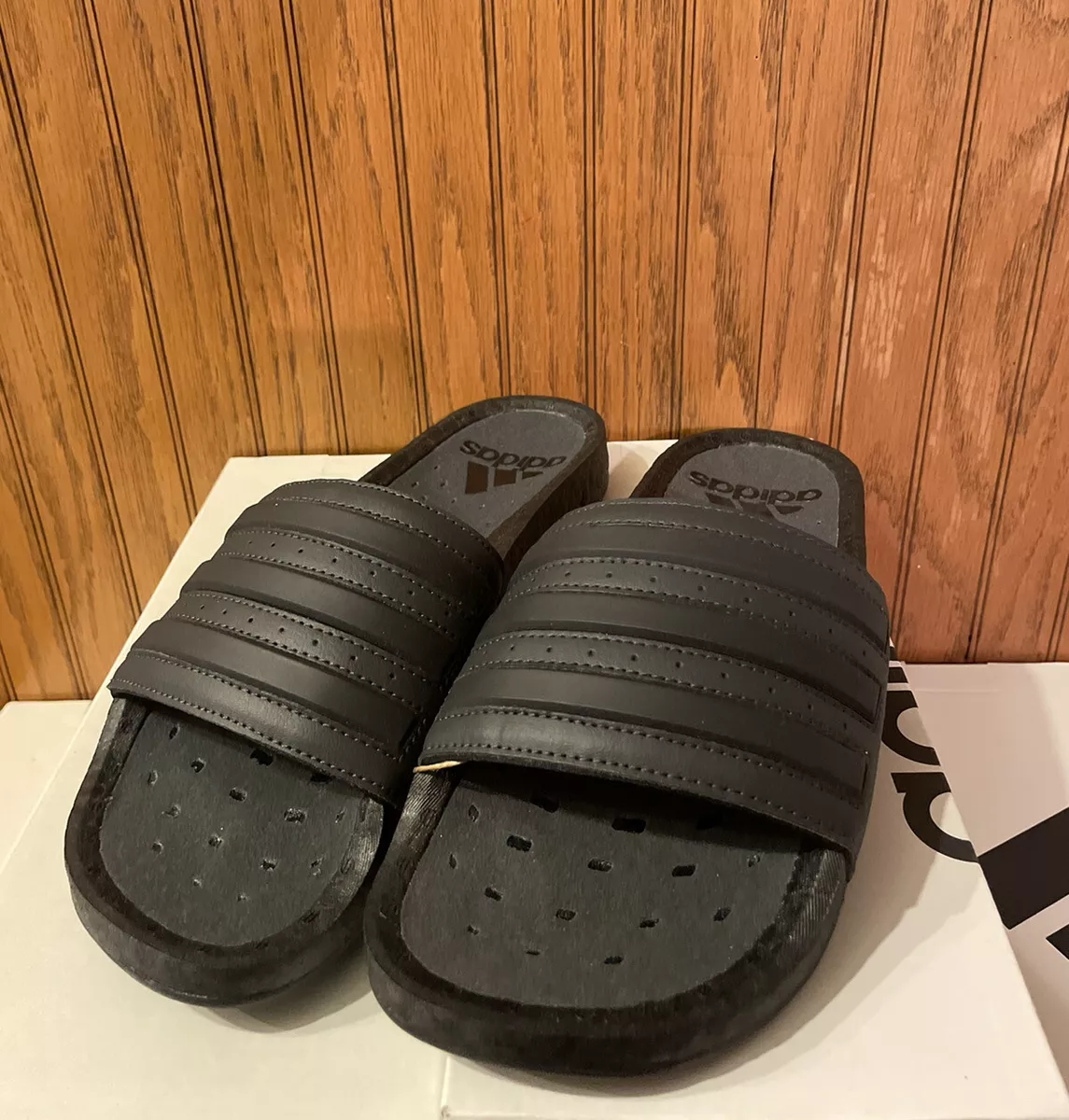 Adidas boost top slides triple black