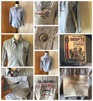 Mufti Jeans Blue Men S Long Sleeve Button Front ST MORITZ POLO WORLD SERIES 1998
