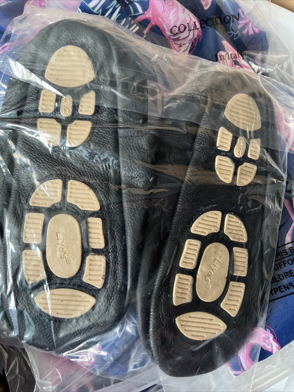 SAOLA Pantofole Liya's in pelle push con suola parziale in gomma #680 Pirate in nero 4 5