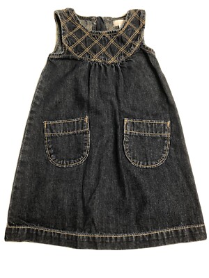 Old Navy Sleeveless Denim Jumper Dress ~Toddler Girls Size 2T ~ Dark Navy  Blue | eBay