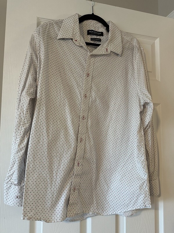 Nick Graham Men’s XL White Button Up dress  Shirt 