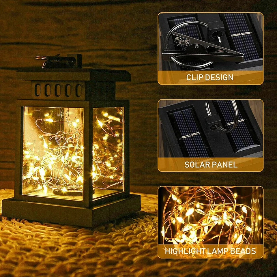 Linterna Solar Exterior Impermeable Colgante LED Cadena Luz Jardín Lámpara Patio Patio Foto 2 de 4