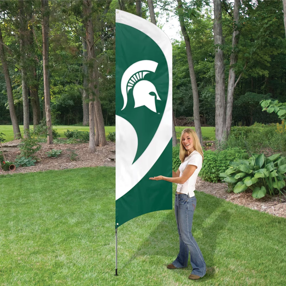 MICHIGAN STATE SPARTANS 8.5 FOOT TALL TEAM FLAG 11.5 FOOT POLE SIGN BANNER - Image 3 of 4