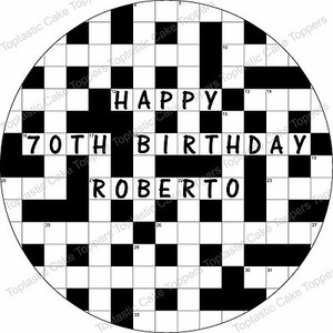 Personalised Crossword Puzzle Edible Icing Birthday Party Cake Topper