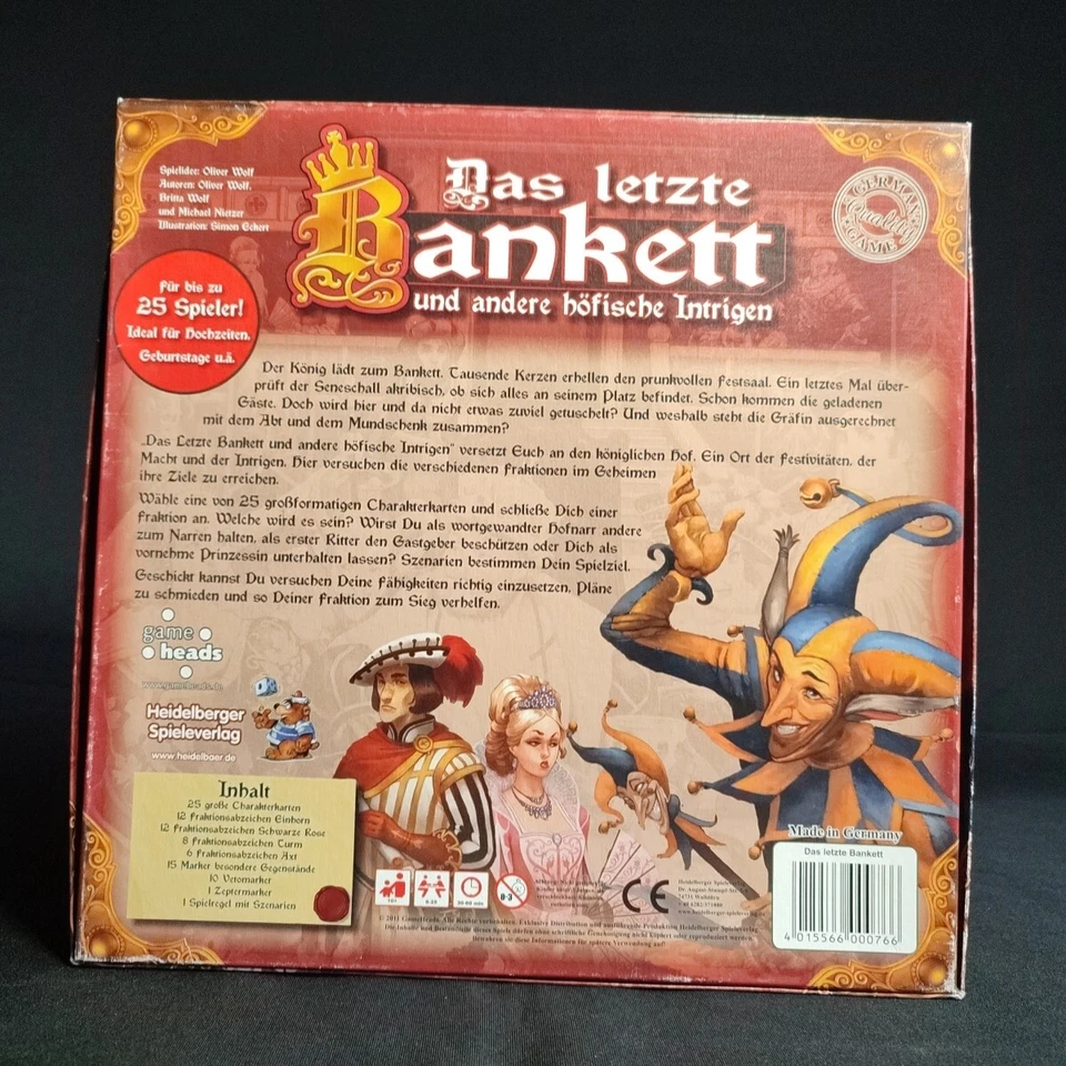 Das letzte Bankett - Heidelberger Spieleverlag - Ab 10 Jahren - Vollständig - Bild 2 von 4