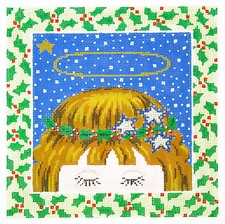 Darling Holiday Angel handpaint 8" Sq. Needlepoint Canvas on 16 Mesh Canvas LEE